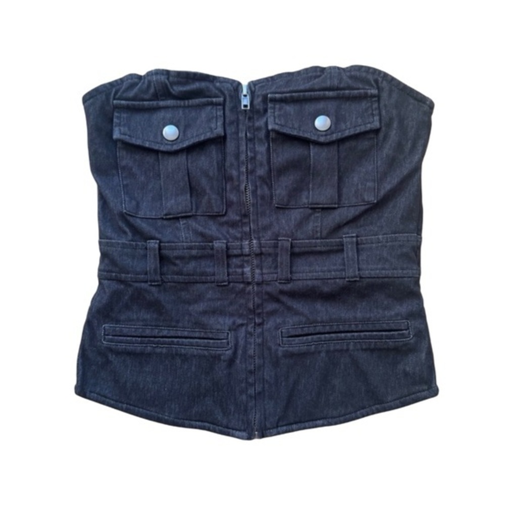 Forever 21 Charcoal Denim Zip Corset Top